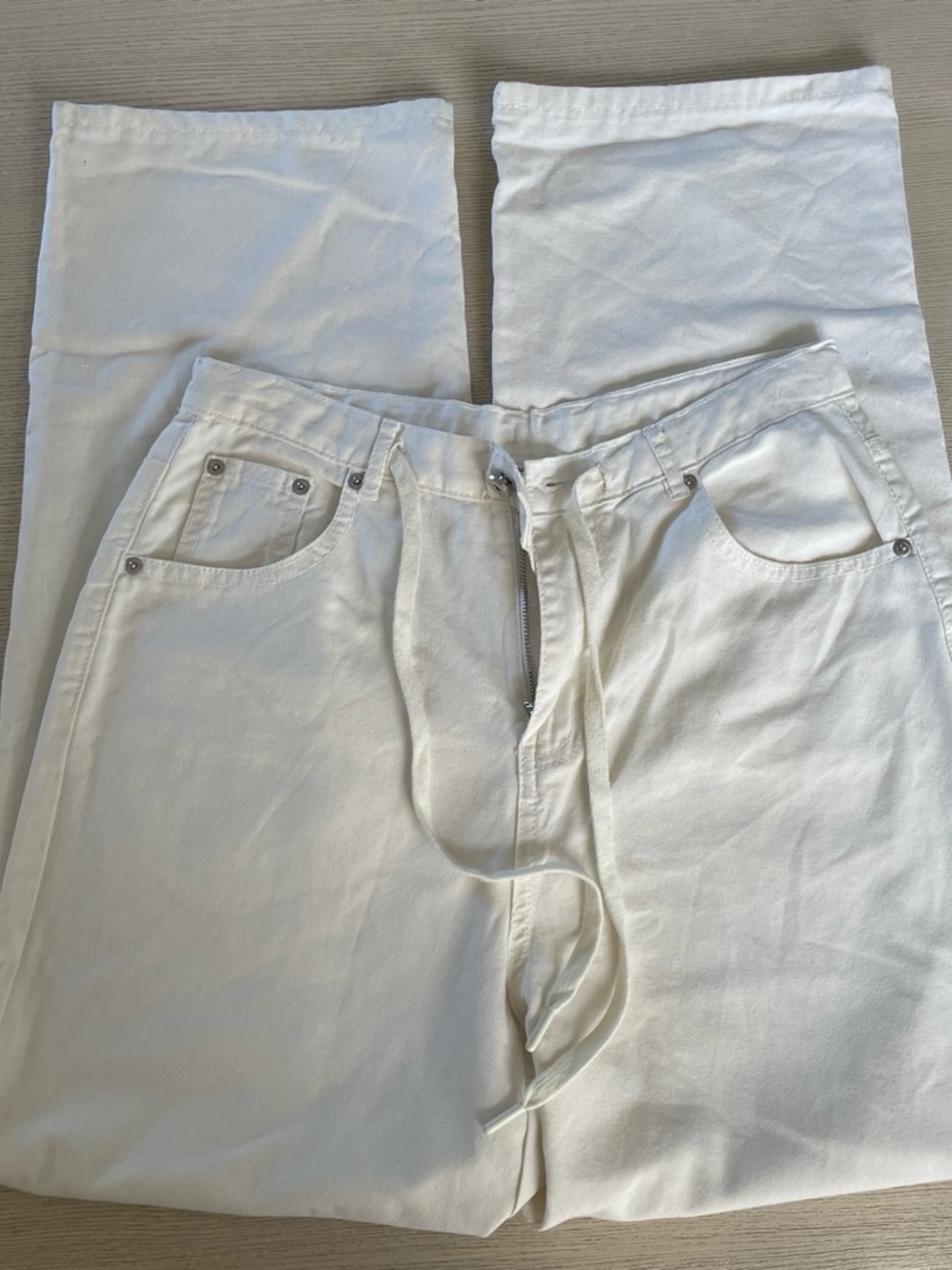 Line and dot linen blend pants size XS